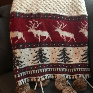 Pottery Barn Knitted Winter Reindeer Throw